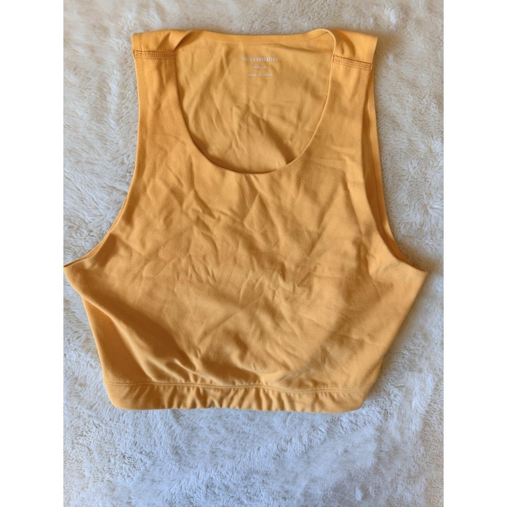 REI Co-op Take Your Time Sports Bra Cropped Athletic Top Pale Orange Sz Medium